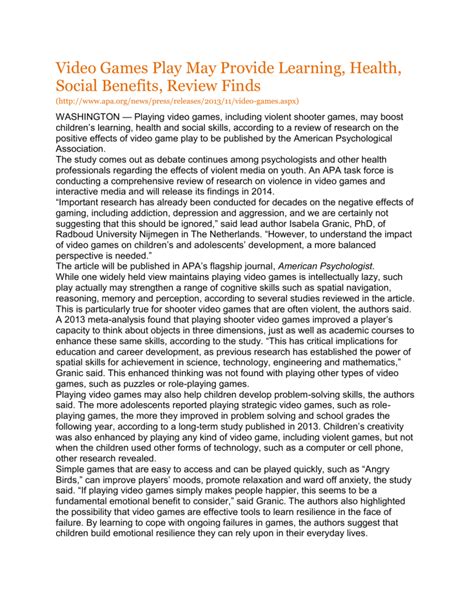 positive effects of video games|Video games play may provide learning, health, social benefits.